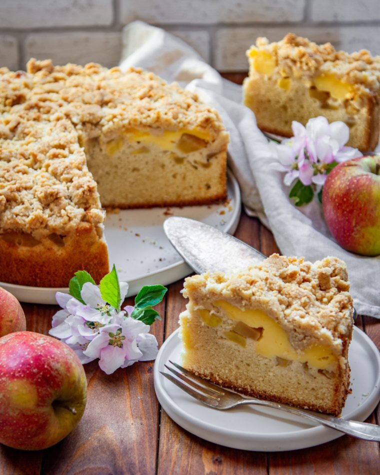 Apfelkuchen Mit Vanillepudding Und Streuseln – Tinas dedans Veganer Apfelkuchen Mit Streuseln