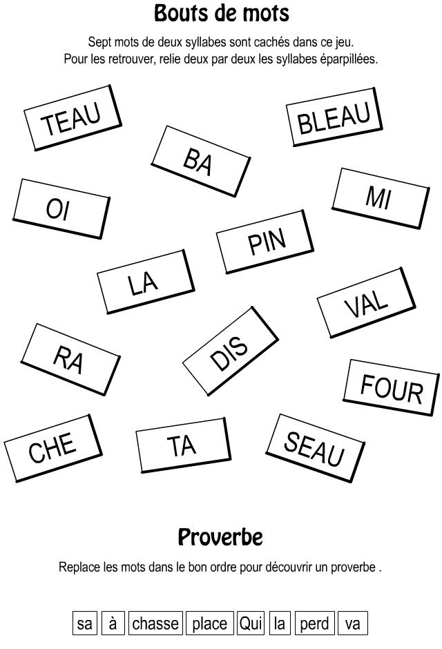 Bouts De Mots, Proverbe – Turbulus, Jeux Pour Enfants pour 10 Jeux Pour Simuler Ton Intelligence
