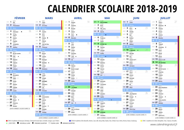 Calendrier Des Vacances Scolaires 2018-2019 – La Mie Végétale pour Vacance Scolaire 2019