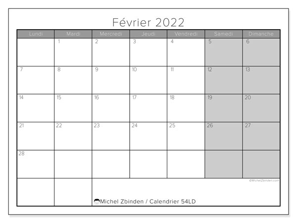 Calendriers Février 2022 "Lundi – Dimanche" – Michel à Calendrier Enfant Imagejanvier Fevrier Mars