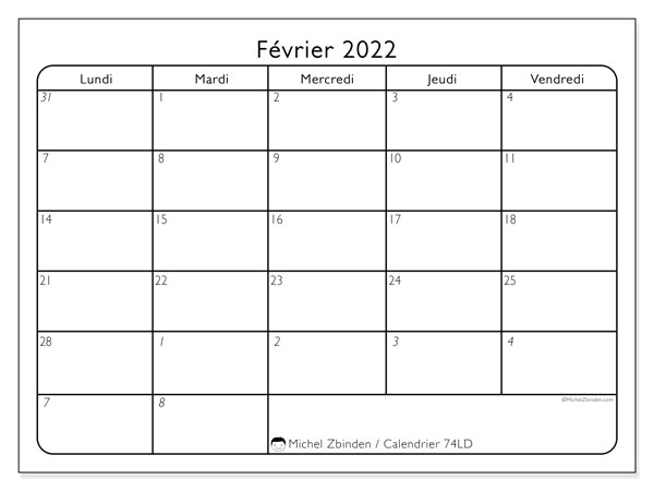 Calendriers Février 2022 "Lundi – Dimanche" – Michel avec Calendrier Enfant Imagejanvier Fevrier Mars