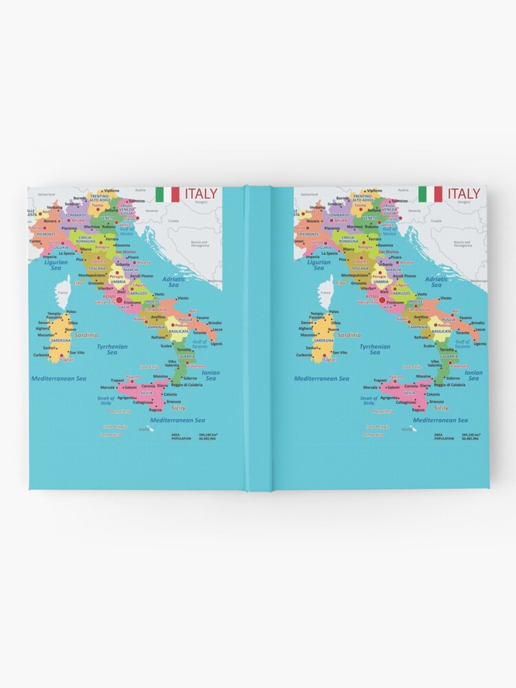 Carnet Cartonné « Carte De L'Italie Avec Les Régions Et serapportantà Carte Italie Vierge Avec Les Regions