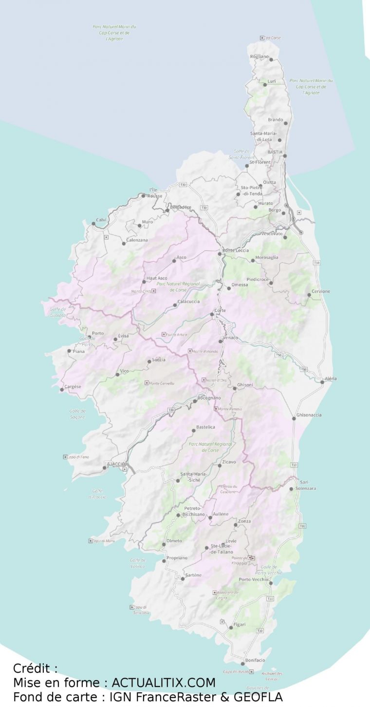 Carte De La Corse – Corse Cartes Des Villes, Reliefs tout La Carte De La Corse Entierement Detaillee