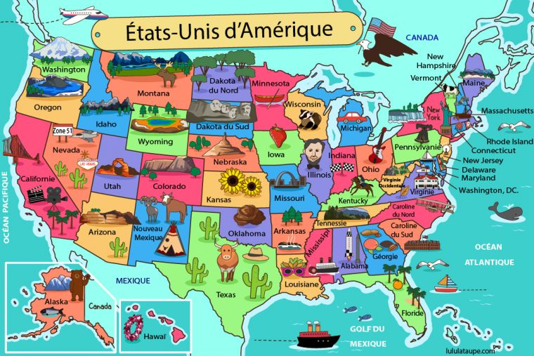 Carte Des États-Unis D'Amérique À Imprimer – Lulu La Taupe dedans Site En Ligne Gratuit Carte Yoga  De 1 Ans A 4 Ans