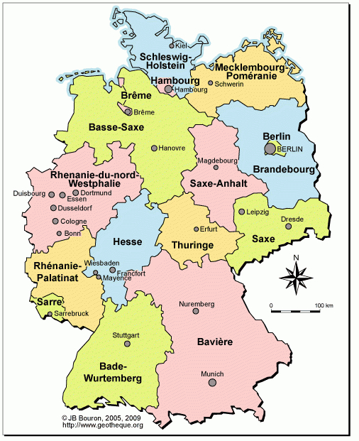 Carte Des Länder Allemands » Vacances – Arts- Guides Voyages destiné Carte Allemagne Vierge