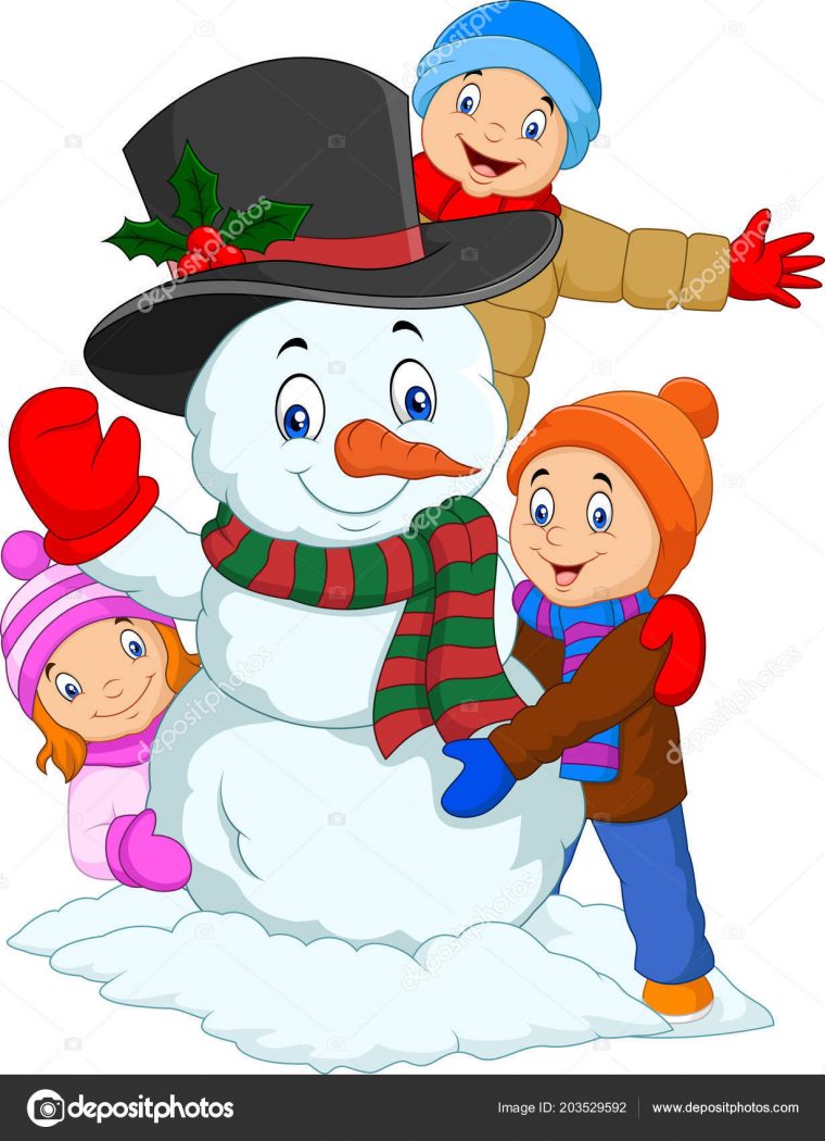 Cartoon Enfants Jouer Avec Bonhomme Neige Isolé Sur Fond à Schneemann Le Bonhomme De Neige Cartoon Enfants Jouer Avec Bonhomme Neige Isolé Sur Fond à Schneemann Le Bonhomme De Neige