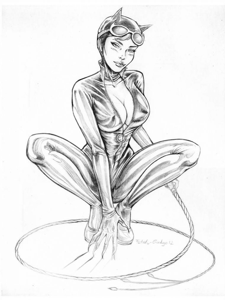 Catwoman Fanart By Little-Ginkgo | Catwoman Drawing dedans Coloring Pages Catwoman