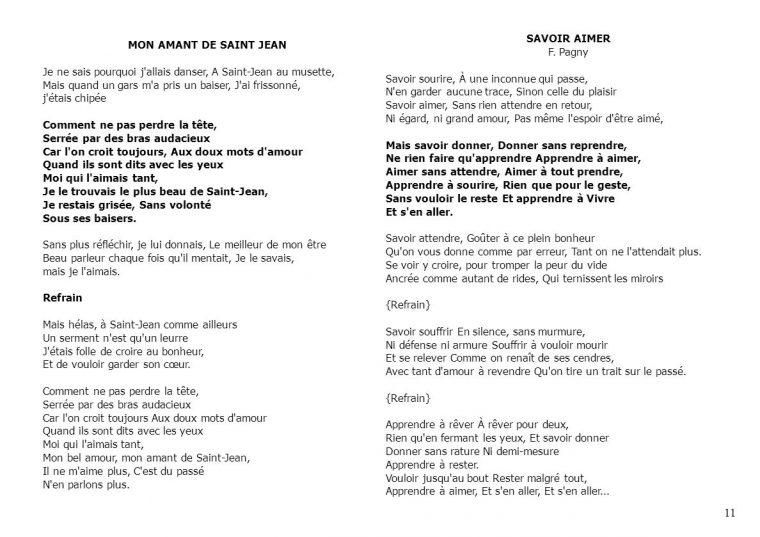 Chen Gai France :): Mon Amant De Saint Jean Paroles avec Cds Francaise Avec Les Paroles Imprimer