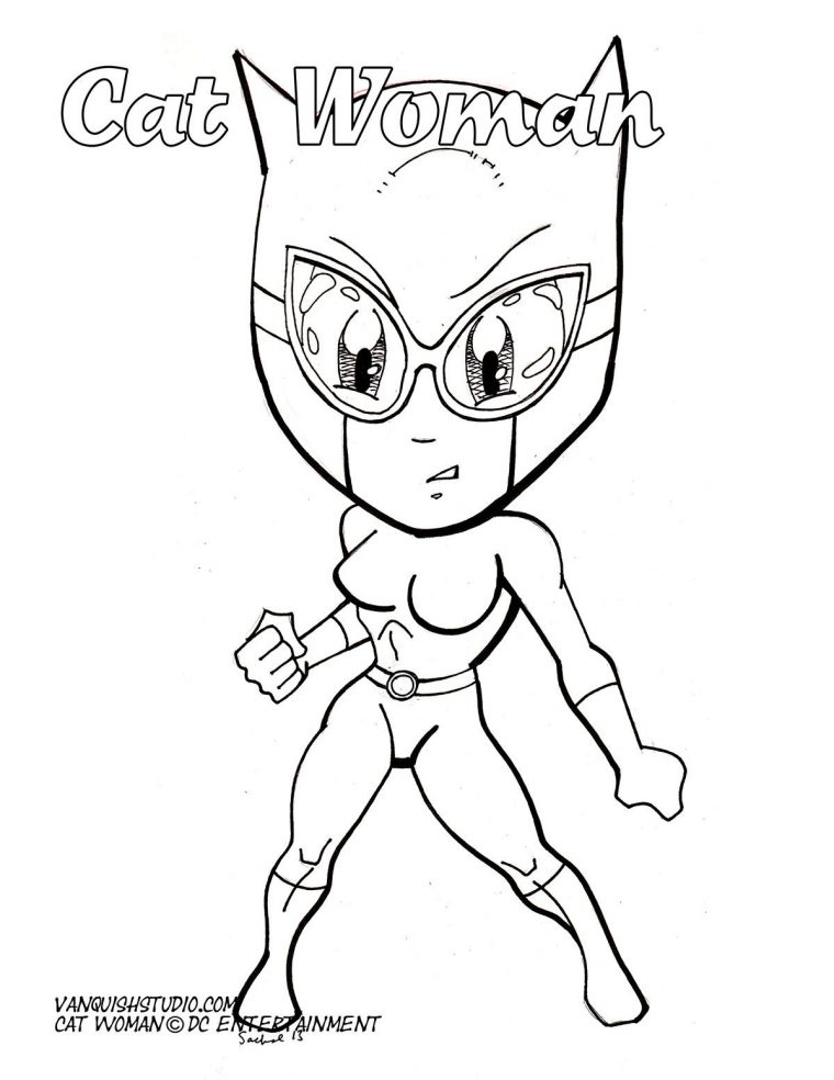 Chibi-Style Coloring Page Of Catwoman. Free! | Superhero intérieur Coloring Pages Catwoman