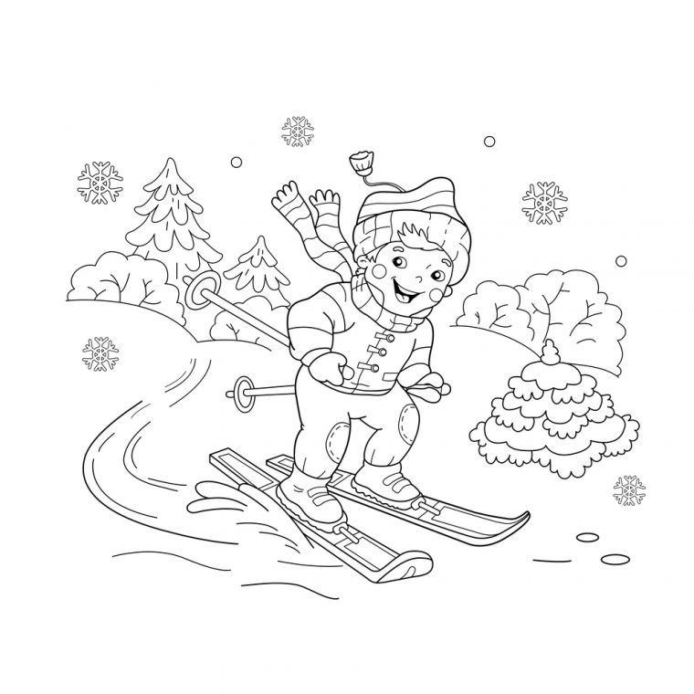 Coloriage À Imprimer : Un Petit Garçon Fait Du Ski intérieur Dessin A Imprimer Du Preno Eva