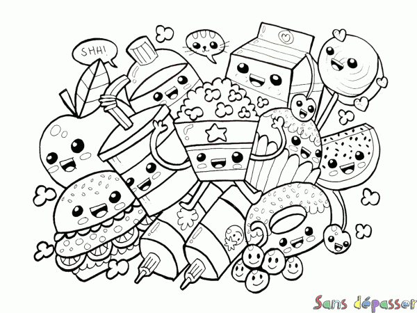 Coloriage Aliments Kawaii – Sans Dépasser encequiconcerne Coloriage A Imprimer De Kawai
