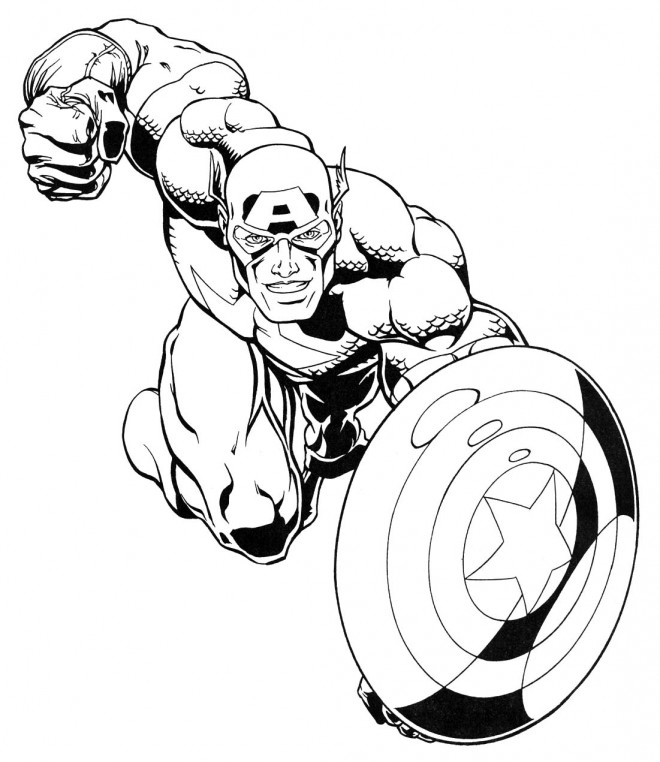 Coloriage Avengers Captain America Dessin Gratuit À Imprimer à Masque A Colorier Avanger