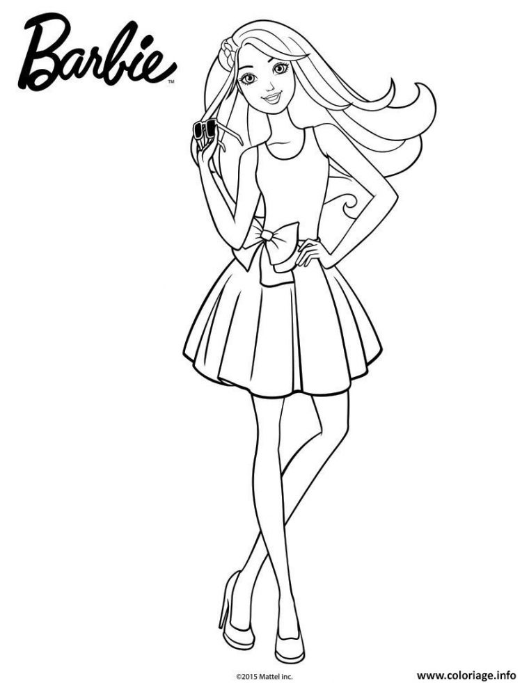Coloriage Barbie En Jupe A Ruban Dessin Barbie À Imprimer serapportantà Dessin Barbie Facile