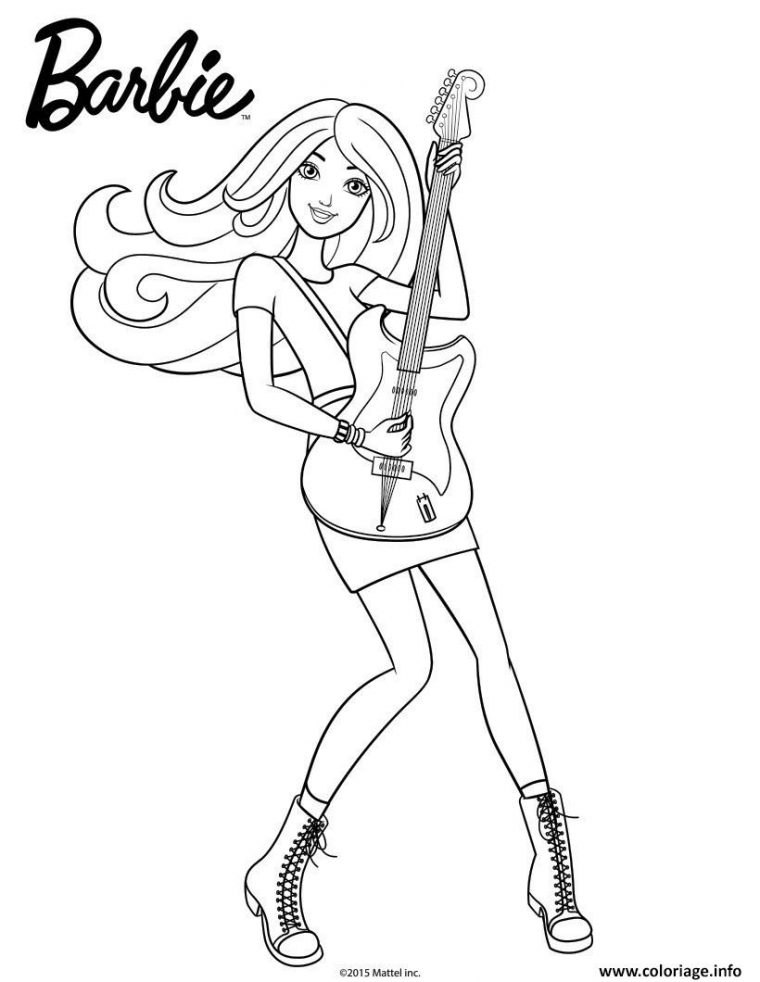 Coloriage Barbie Joue De La Guitare Dessin Barbie À Imprimer concernant Dessin Barbie Facile