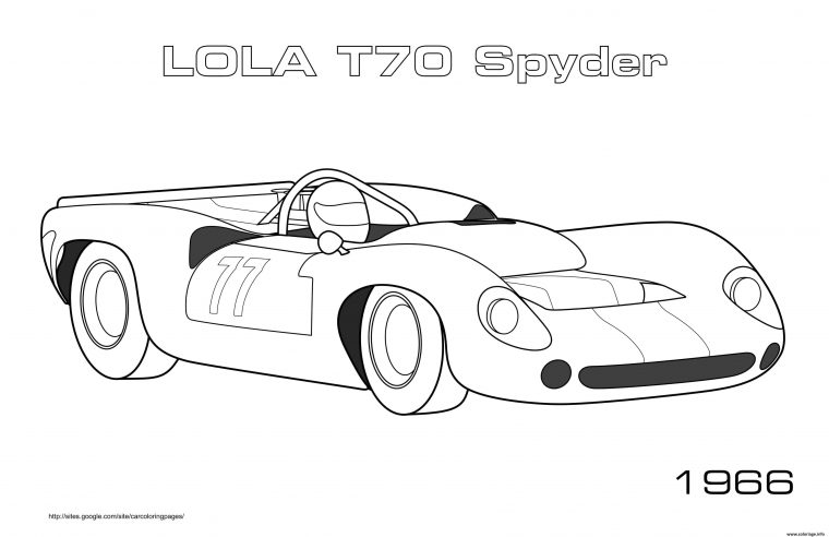 Coloriage Lola T70 Spyder 1966 Dessin Voiture De Course À intérieur Voiture De Course Coloring