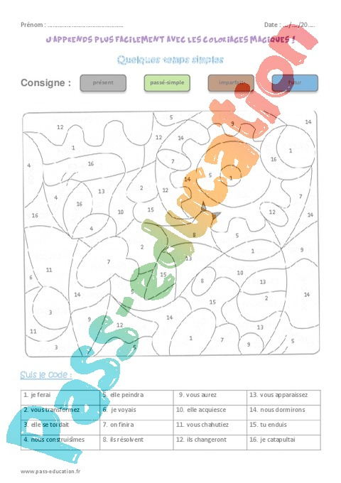 Coloriage Magique Passé, Présent, Futur : Cm1 – Cycle 3 avec Coloriage Magique Futur Ce2