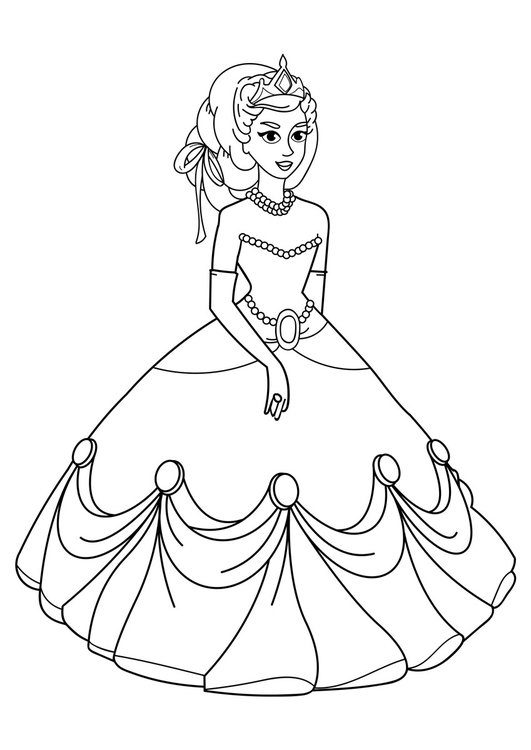 Coloriage Princesse Avec Robe – Coloriages Gratuits À concernant Princesse Image Coloriage