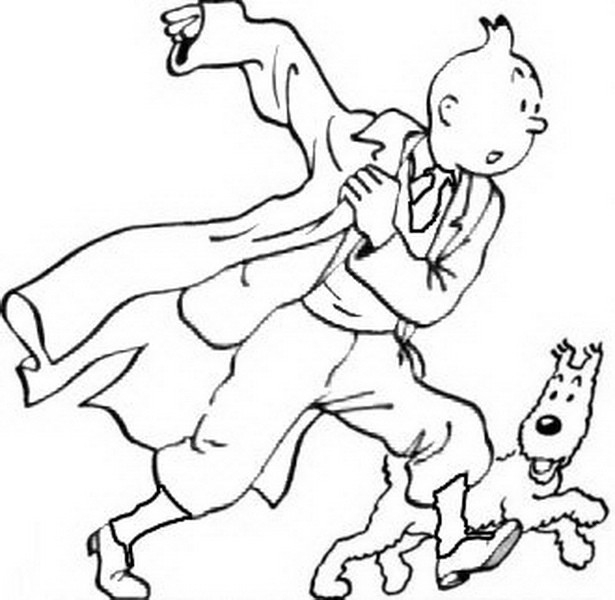 Coloriage Tintin Dessin Animé Dessin Gratuit À Imprimer pour Schtroumpf Costaud A Dessiner Et A Imprimer