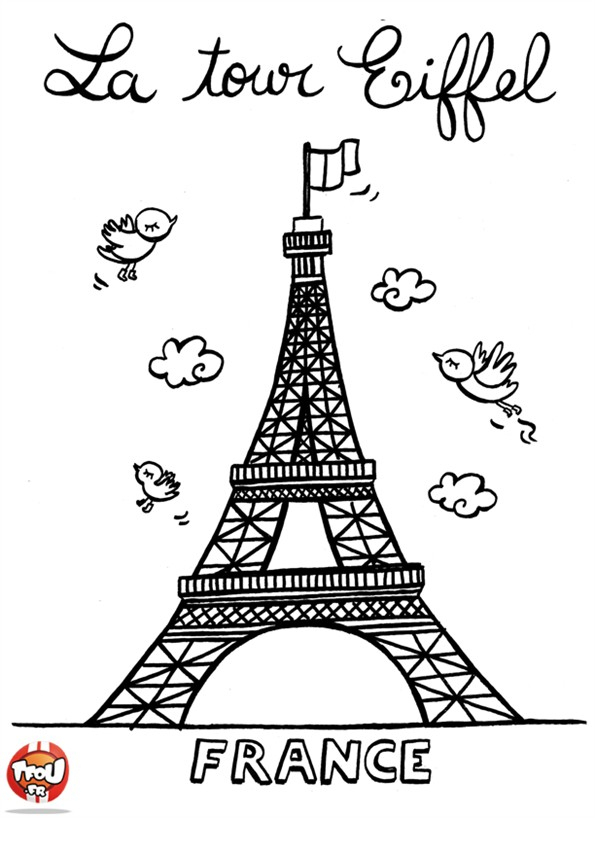 Coloriage Tour Eiffel Paris destiné Tour Eiffel A Imprimer