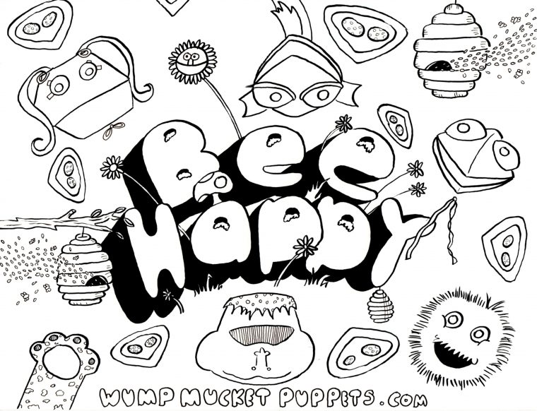 Colrong Page – Wump Mucket Puppets dedans Coloring Bee Smiling