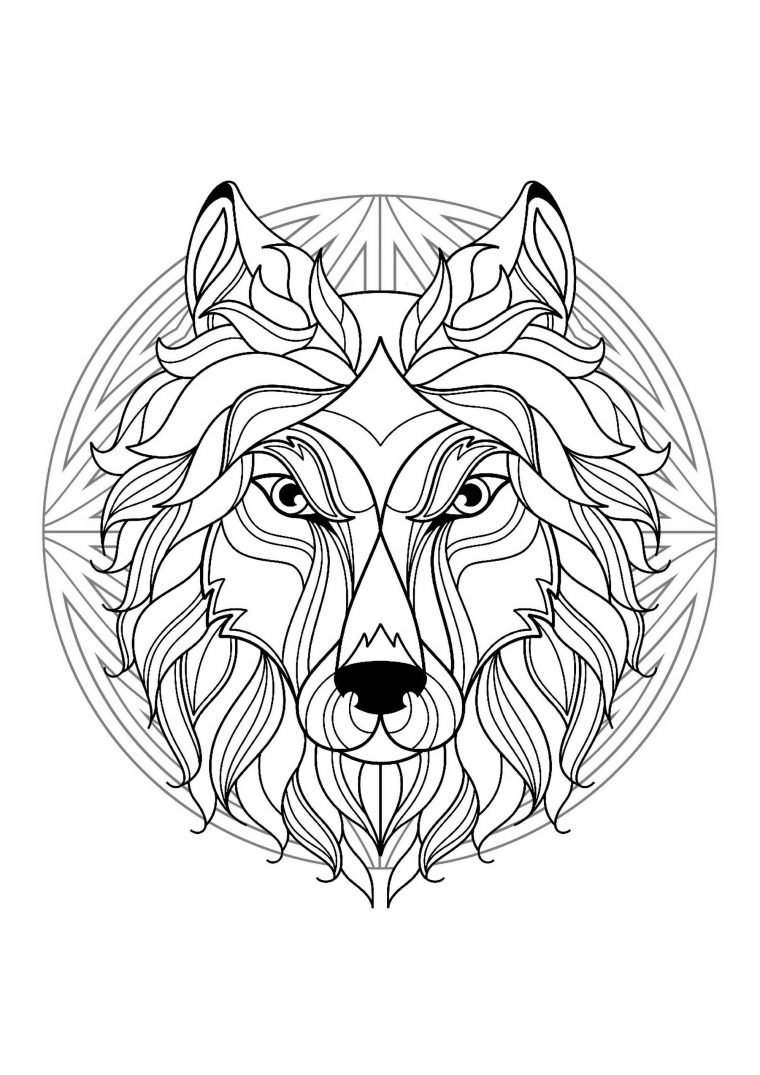 Complex Mandala Coloring Page With Wolf Head 1 – Difficult encequiconcerne Coloriage A Imprimer Gratui Mandala Animaux