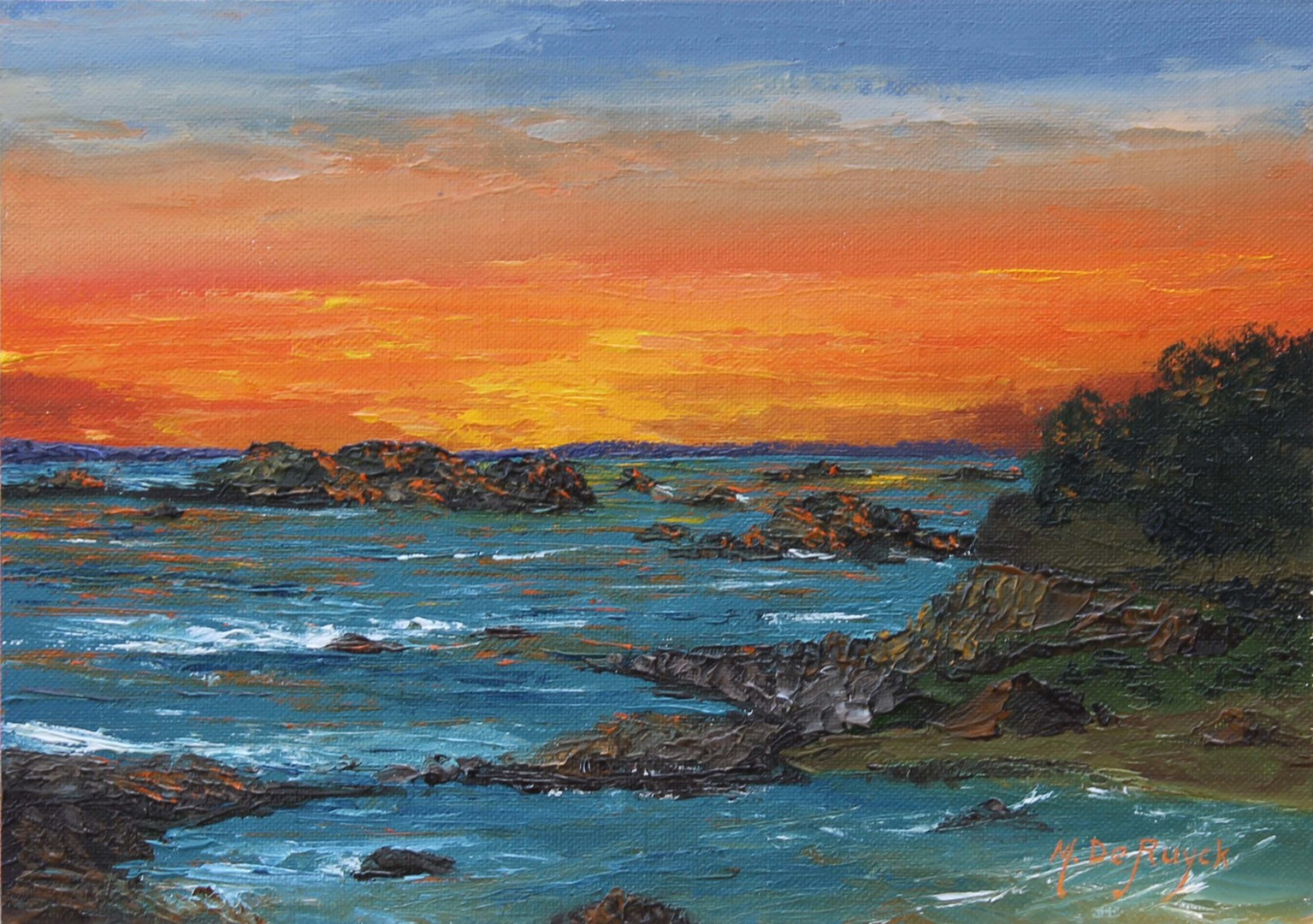 Coucher De Soleil À L'Ile De Bréhat N°1 Peinture Par serapportantà L'Toile Du Mer Desnos Ecrire