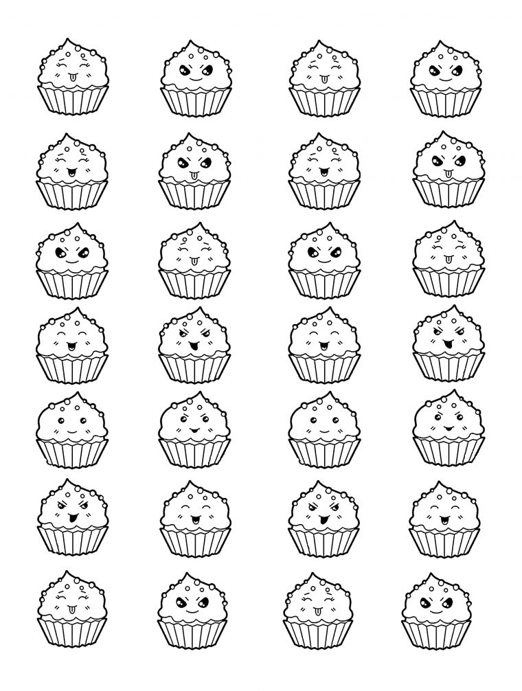 Cup Cakes Kawaii – Cupcakes Et Gâteaux – Coloriages à Dessin De Cupcake A Imprimer