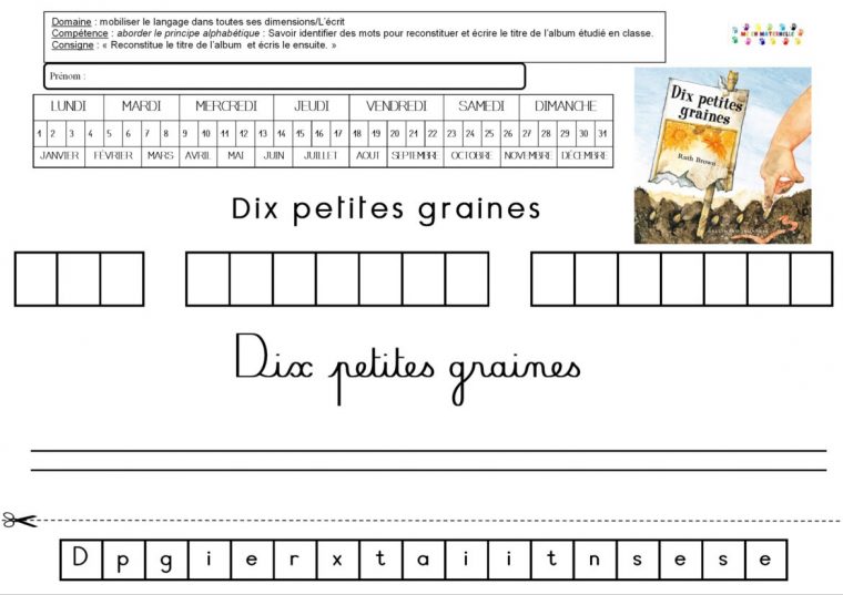 Dix Petites Graines : Reconstituer Et/Ou Écrire Le Titre destiné Sequence Dix Petites Grainse