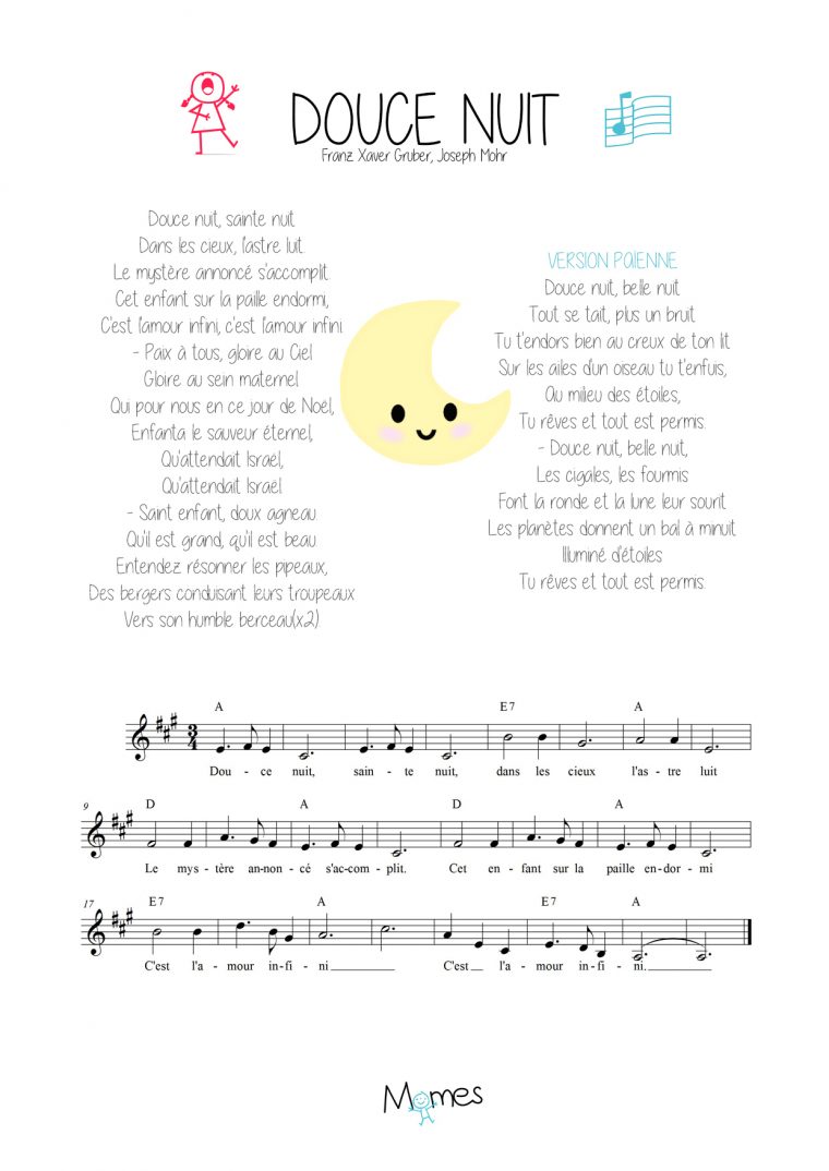 Douce Nuit : Paroles, Musique Et Partition – Momes avec Les Nombres En Chanson