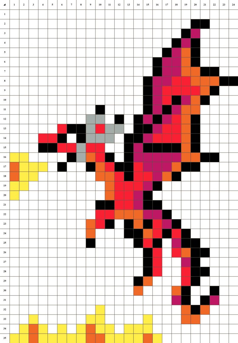 Dragon – Pixel Art | La Manufacture Du Pixel à Pixel Art Animaux A Imprimer Gratuit En Pdf