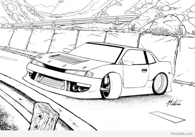 Drift Car Drawing At Getdrawings | Free Download pour Nissan Silvia Dessin