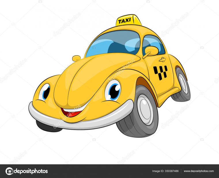Drôle De Voiture De Taxi Dessin Animé. Une Voiture Jaune pour Voiture Bebe Dessin Anime
