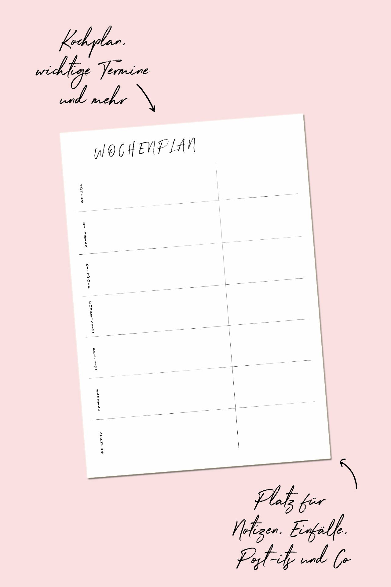 Druckvorlage // Speiseplan Für Die Woche Zum Ausdrucken tout Portfolio Vorlagen Kostenlos Zum Ausdrucken