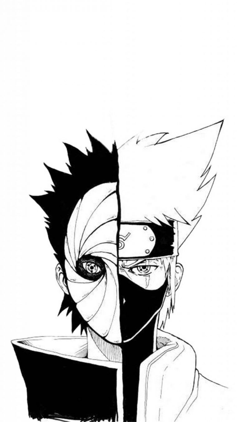 🥇 Obito Kakashi Hatake Tobi Simple Background White avec Dessin Tobi Facile