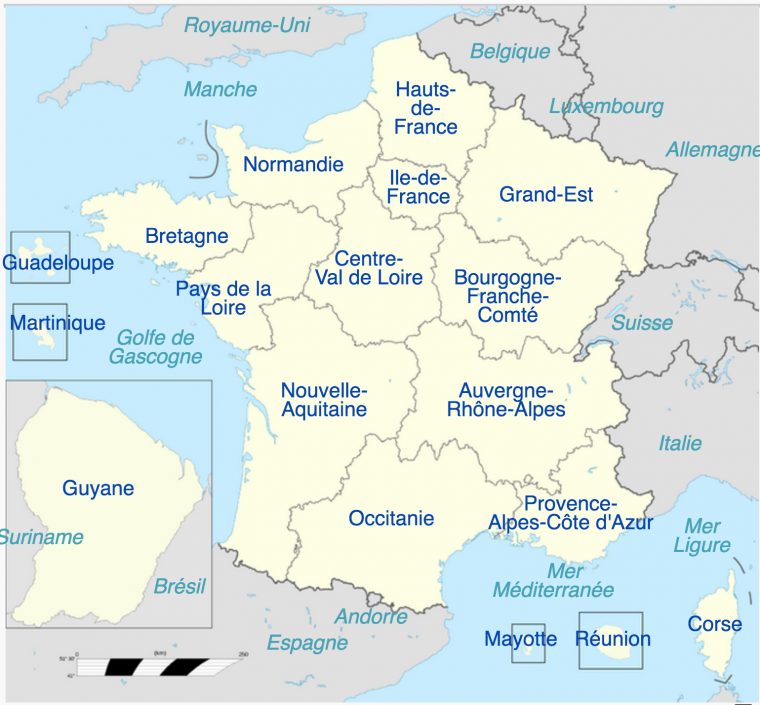 France – Régions • Carte • Populationdata pour Les Numacros En Frana§Ais Wikipedia