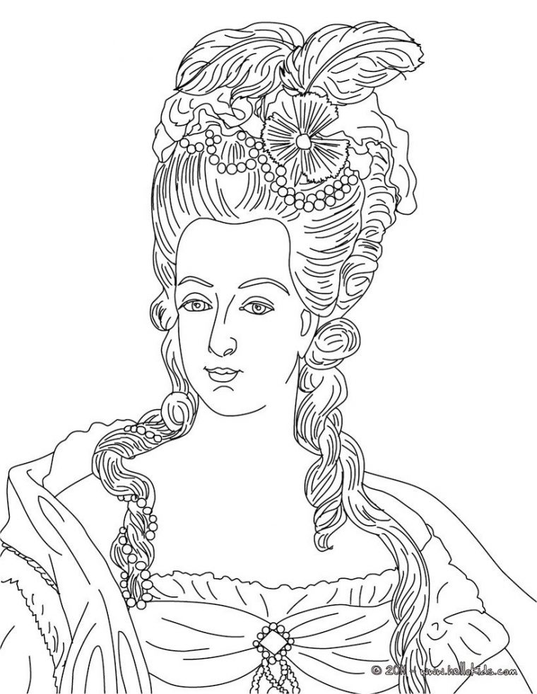 French Kings And Queens Coloring Pages – Marie Antoinette pour Dessin De Eva Queen Inprime
