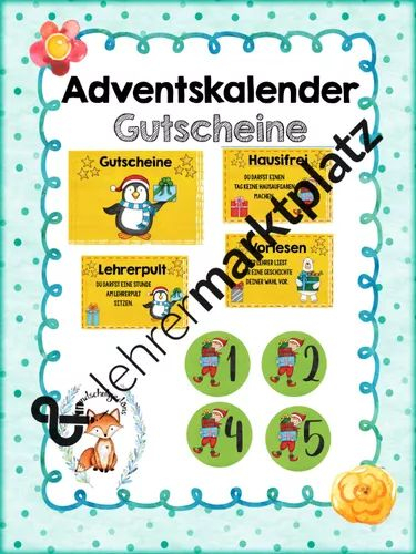 Gutscheine Für Adventskalender – Unterrichtsmaterial Im pour Unterrichtsmaterial Ubungsblatter Fur Die Grundschule