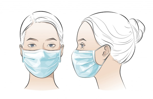 Illustration Vectorielle Femme Portant Un Masque Facial destiné Dessein Avec Element Masque Dedans