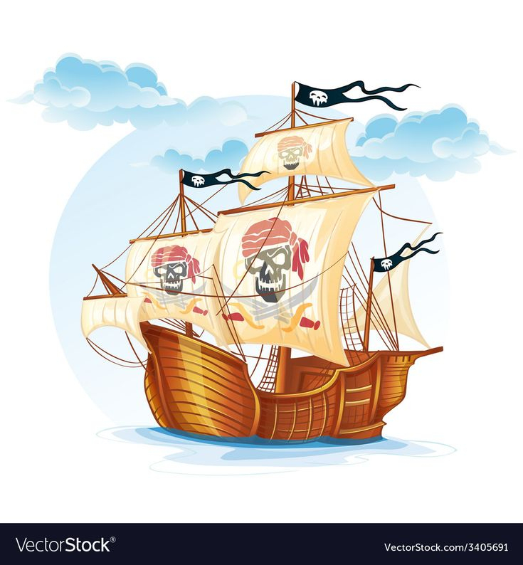Image Caravel Ship Pirates Xv Century Royalty Free Vector dedans Plan Bateau Pirate Carton