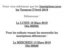 Inscription Pour Les Vacances D'Avril 2019 | Association intérieur Vacances 2019 2019