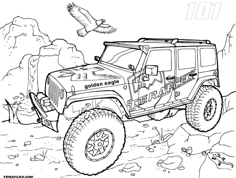 Jeep Wrangler Coloring Pages At Getcolorings | Free avec Coloriage 4X4 Police