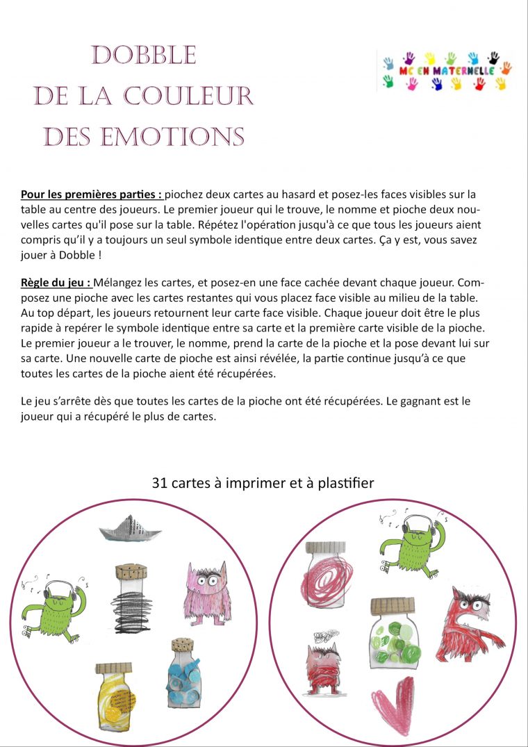 La Couleur Des Émotions : Dobble – Mc En Maternelle pour Coloriage A Imprimer La Couleur Des Emotions
