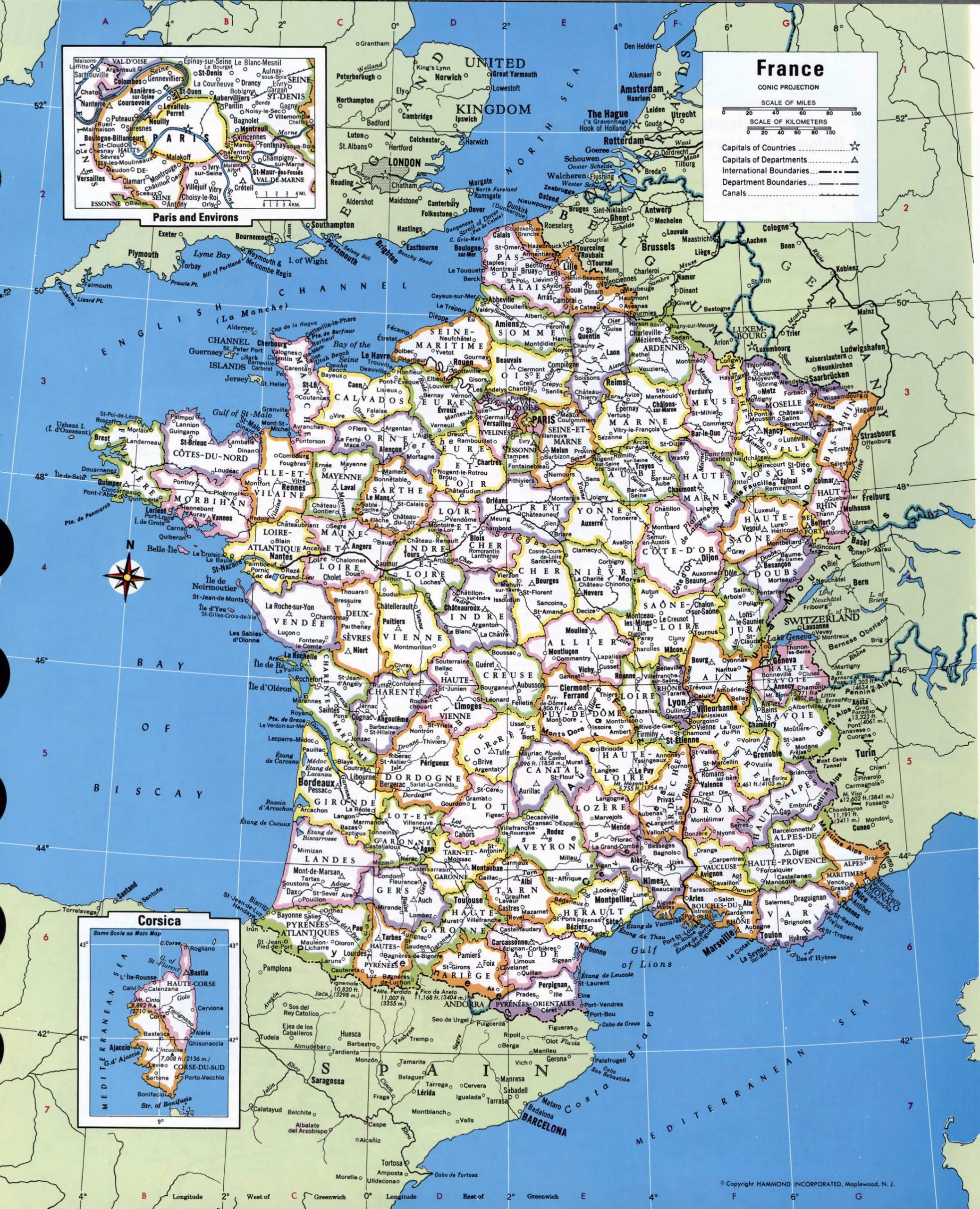 Large Detailed Administrative And Political Map Of France tout France Grande Bretagneretagne Avec Capitales