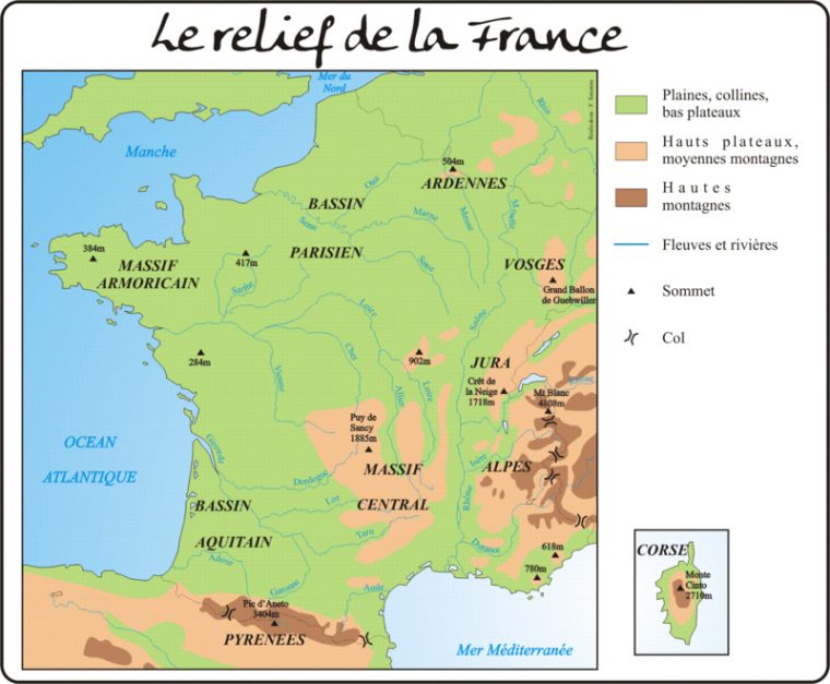 Les Montagnes Du Territoire National Français | L'Atelier destiné Coloriage Carte De L'A®Le De France