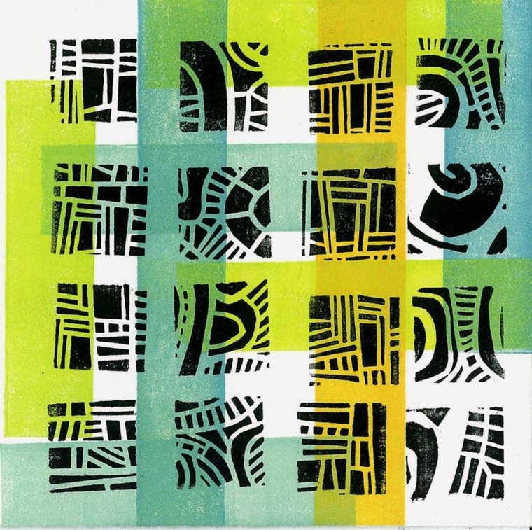 Lino Print Mod Pattern 3 Mid Century Modern Linoleum à Classroom Ecoles Ihszne