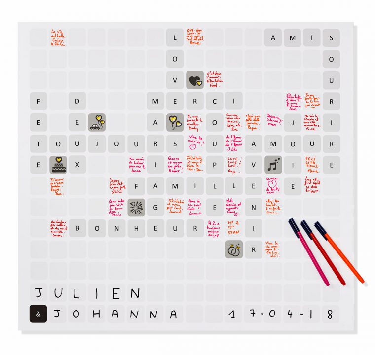 Livre D'Or De Mariage &quot;Affiche Mots Croisés&quot; avec Mot Croise:cadeau