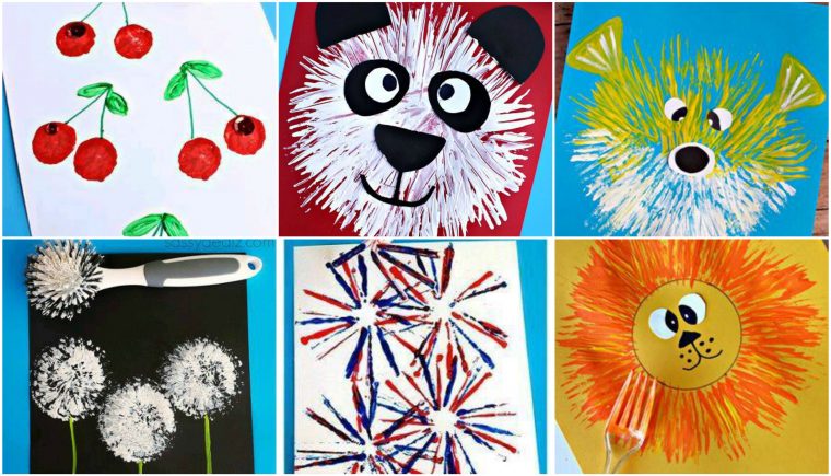 Mit Kleinkindern Malen – Tolle Ideen Mit Gabel Und Korken destiné Kinder Malen Mit Pinsel Und Fingerfarbe