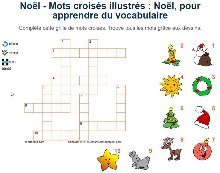 Mots Croisés Illustrés : Noël, Pour Apprendre Du à Mots Croises De Noel