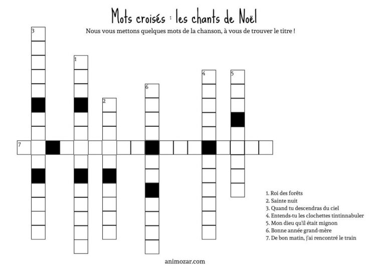 Mots Croisés : Les Chants De Noël – Animozar tout Mots Croises De Noel