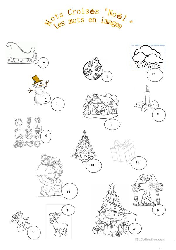 Mots Croisés Sur Le Vocabulaire De Noël - Français Fle concernant Mots Croises De Noel